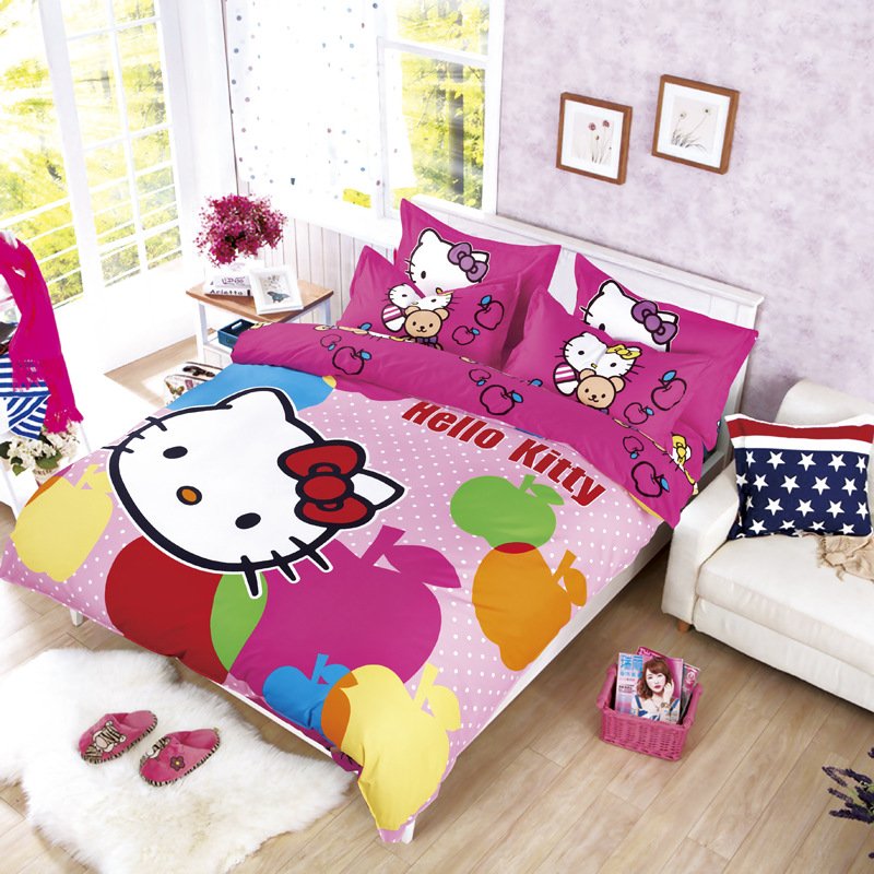 Full Size Hello Kitty #2 Bedding Set Duvet Cover Pillow Case Bedsheet