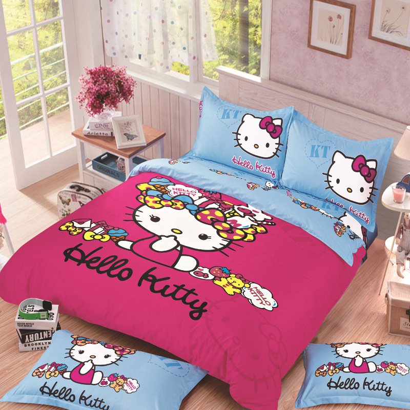 Full Size Hello Kitty 5 Bedding Set Duvet Cover Pillow