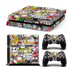 Bomb Graffiti New Design C Decal For Play Station 4 Slim Console + 2 Controller