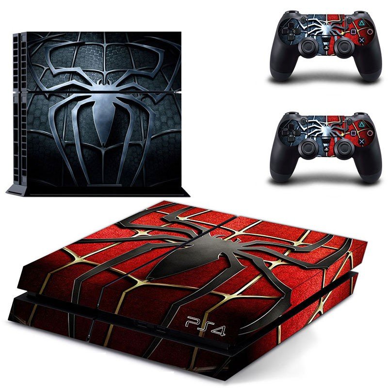 Spiderman New Design B Decal For Play Station 4 Slim Console + 2 Controller