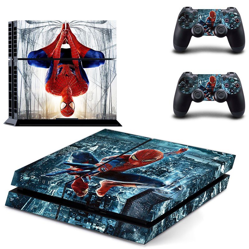 Spiderman New Design B Decal For Play Station 4 Slim Console + 2 Controller