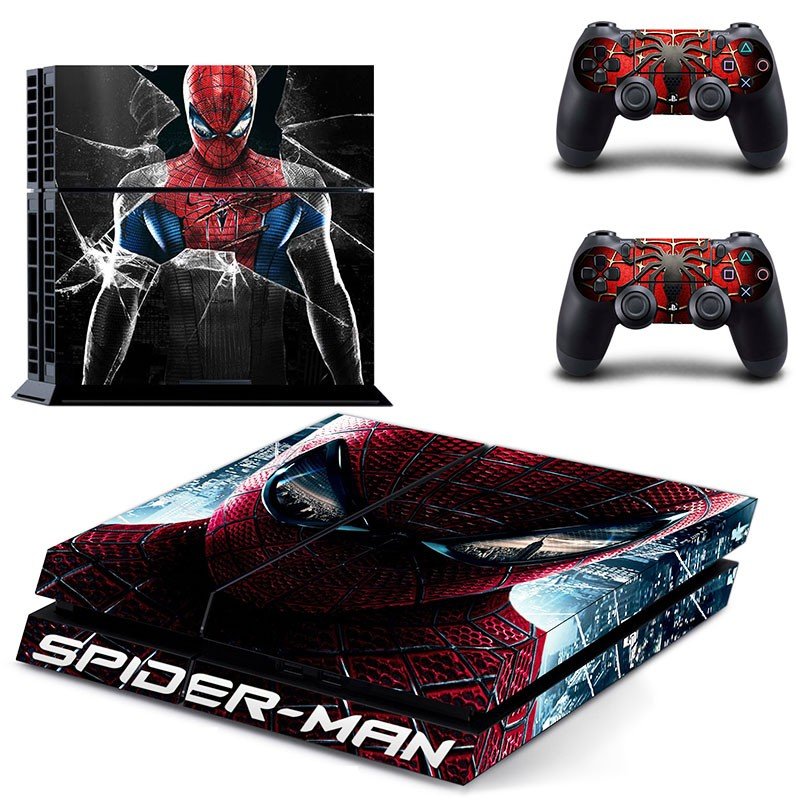 Spiderman New Design B Decal For Play Station 4 Slim Console + 2 Controller