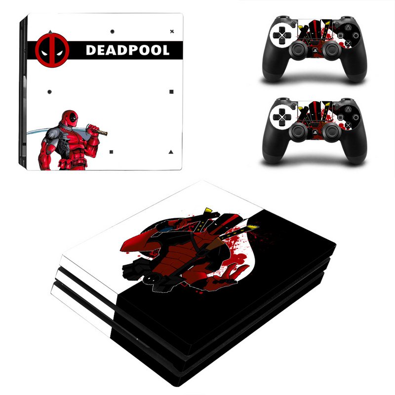 Deadpool New Design #21 Decal For Play Station 4 Console + 2 Controller