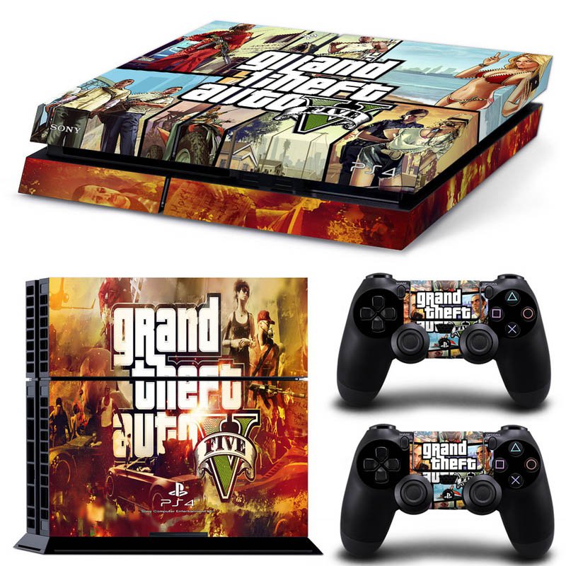 Grand Theft New Design #55 Decal For Play Station 4 Console + 2 Controller
