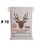 1pc Canvas Santa Sacks Vintage Christmas Gift Bag Design #10