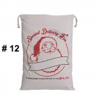1pc Canvas Santa Sacks Vintage Christmas Gift Bag Design #12