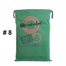 1pc Canvas Santa Sacks Vintage Christmas Gift Bag Design #08