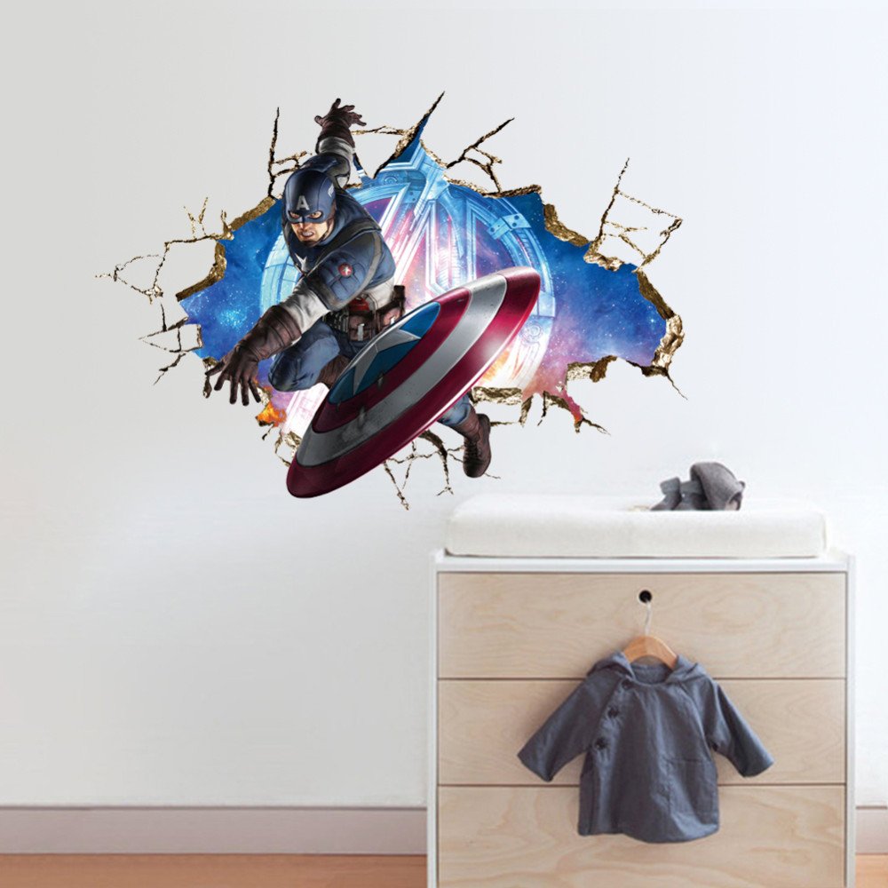 Captain America Avengers Wall Sticker Wall Decals for Decorative Kids Room