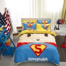 Queen Size  Superman Cartoon #57 Bedding Set Quilt Cover Pillow Case Bedsheet