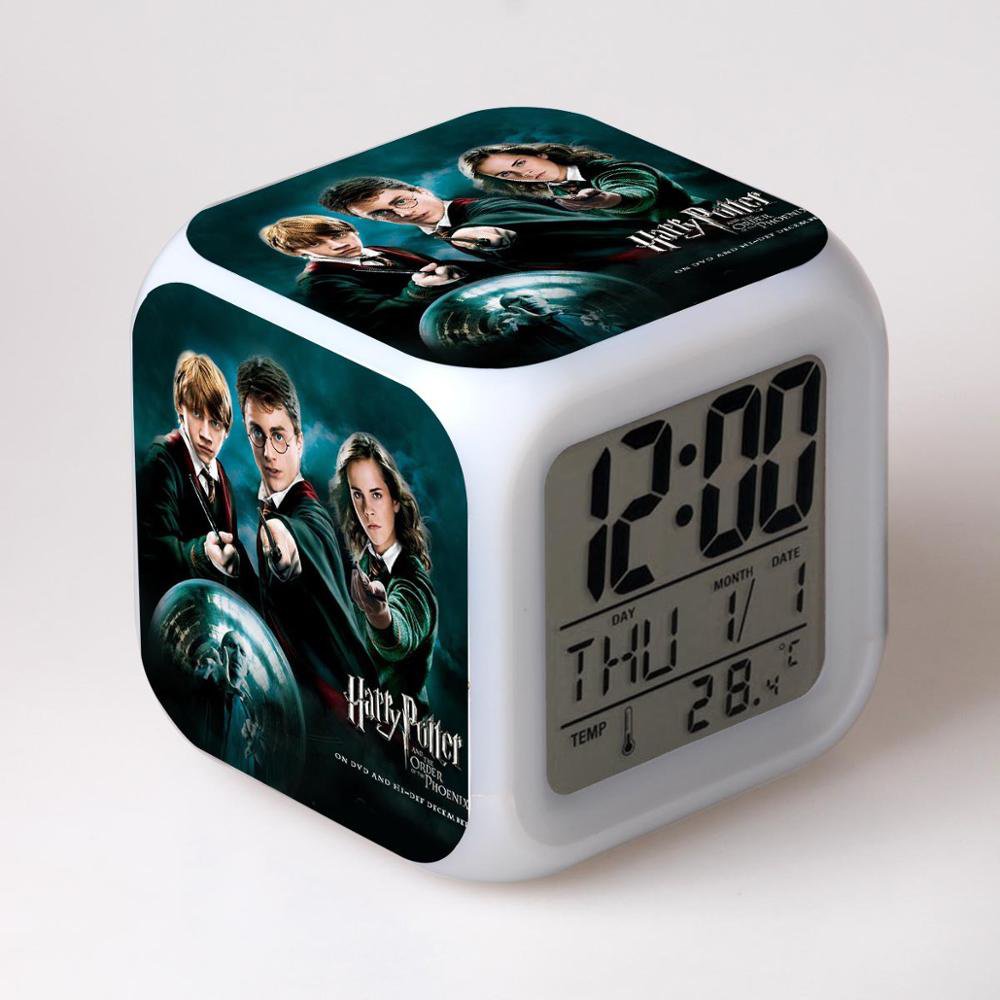 New Haryy Potter #05 Led Alarm Clock Figures 7 Color Flash Changing for Kids Bedroom