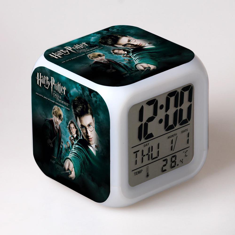 New Haryy Potter #06 Led Alarm Clock Figures 7 Color Flash Changing for Kids Bedroom