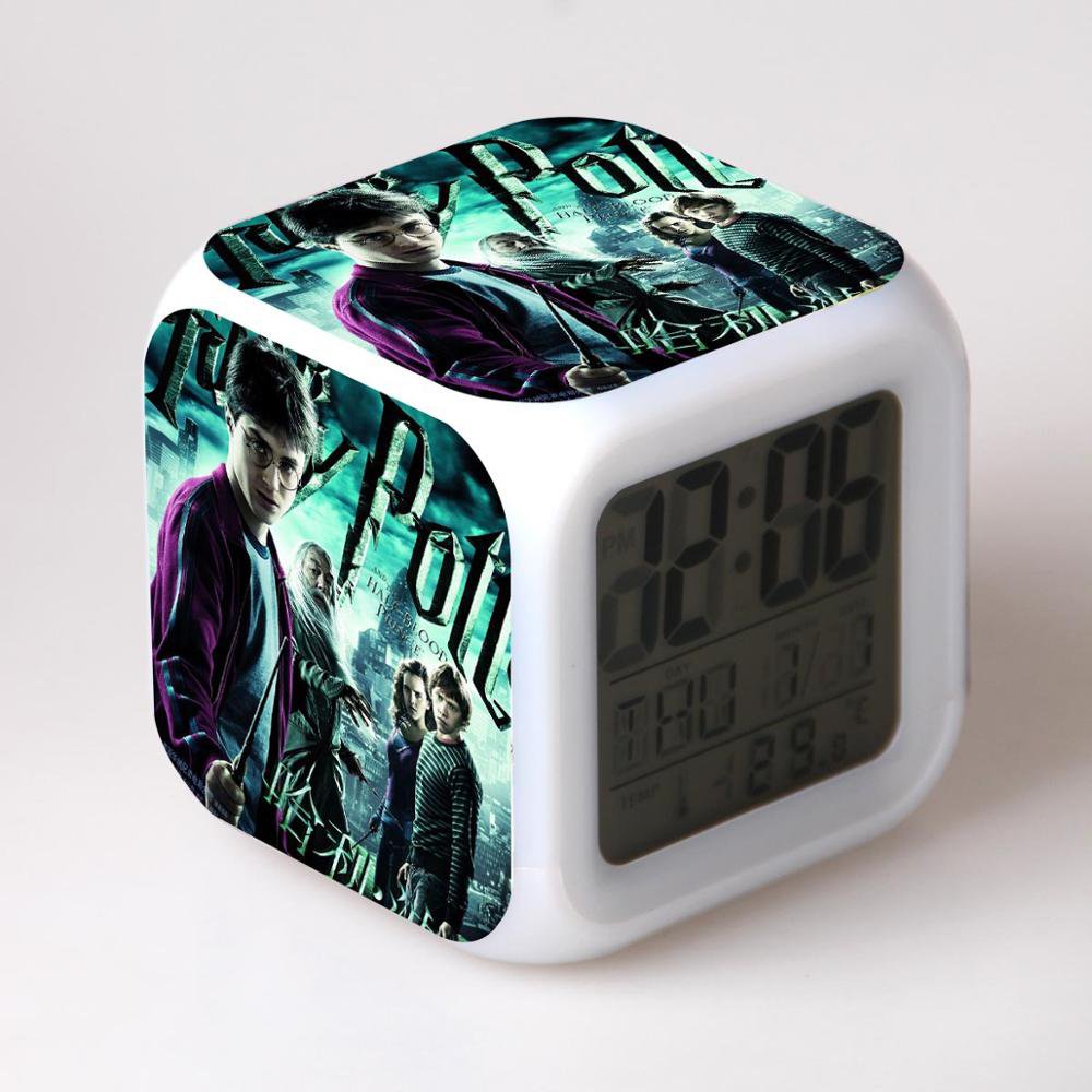 New Haryy Potter #09 Led Alarm Clock Figures 7 Color Flash Changing for Kids Bedroom