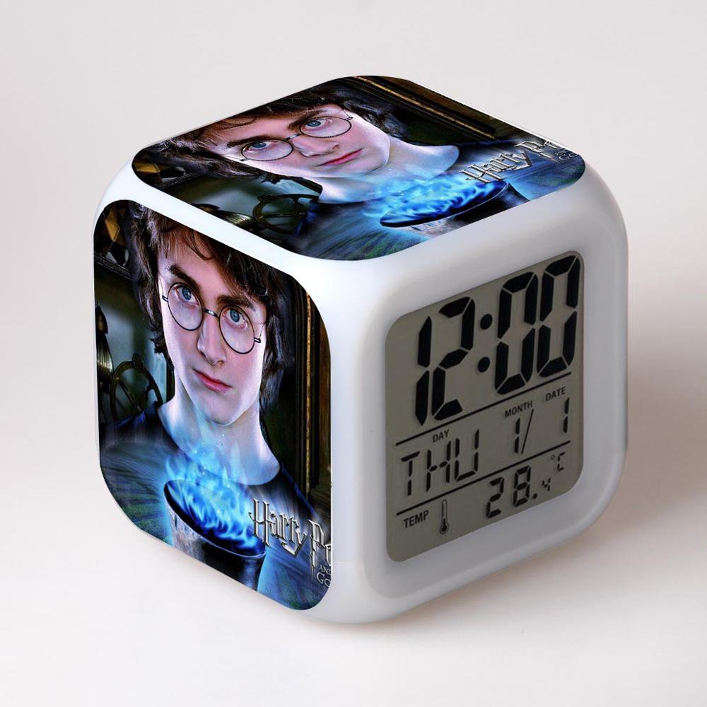 New Haryy Potter #10 Led Alarm Clock Figures 7 Color Flash Changing for Kids Bedroom