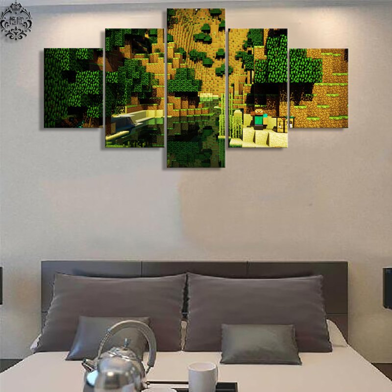 Minecraft 5 Piece Wall Art Canvas Prints (30x40cm,30x60cm,30x80cm) (no