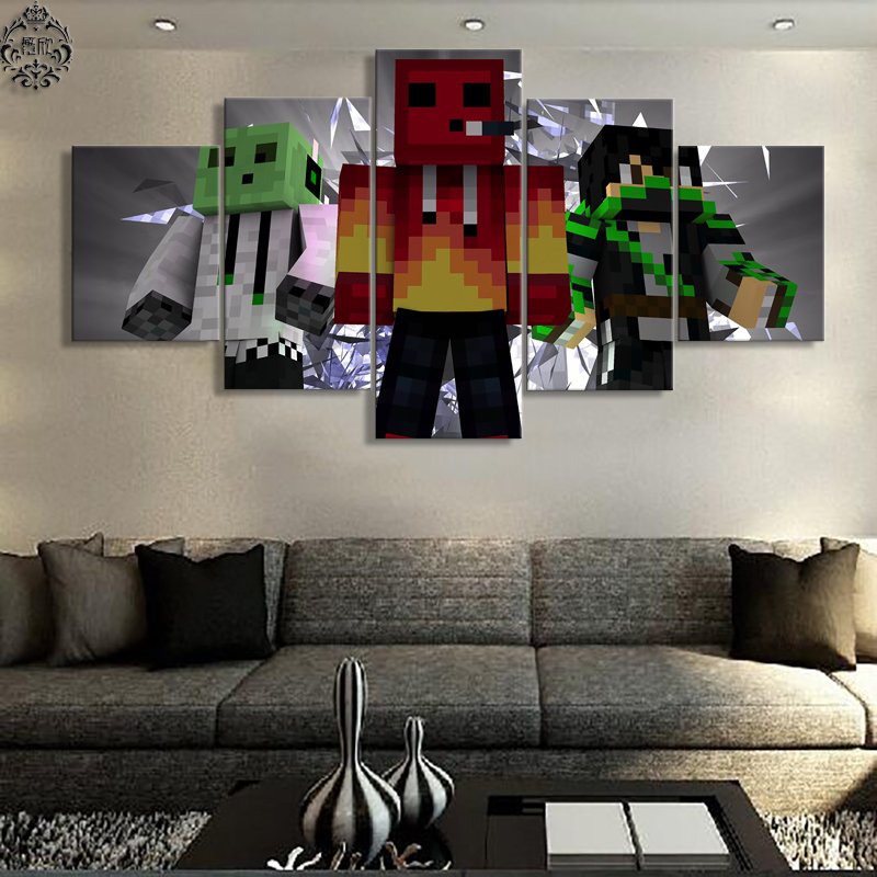 Minecraft 5 Piece Wall Art Canvas Prints (30x40cm,30x60cm,30x80cm) WITH ...