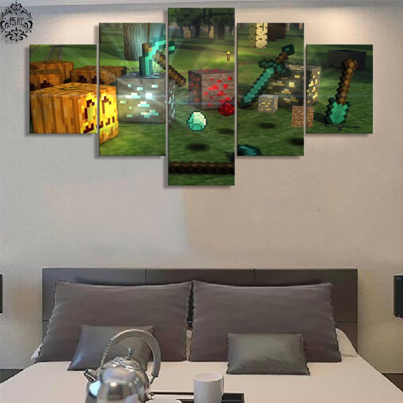 Minecraft 5 Piece Wall Art Canvas Prints (20x35cm,20x45cm,20x55cm) WITH ...