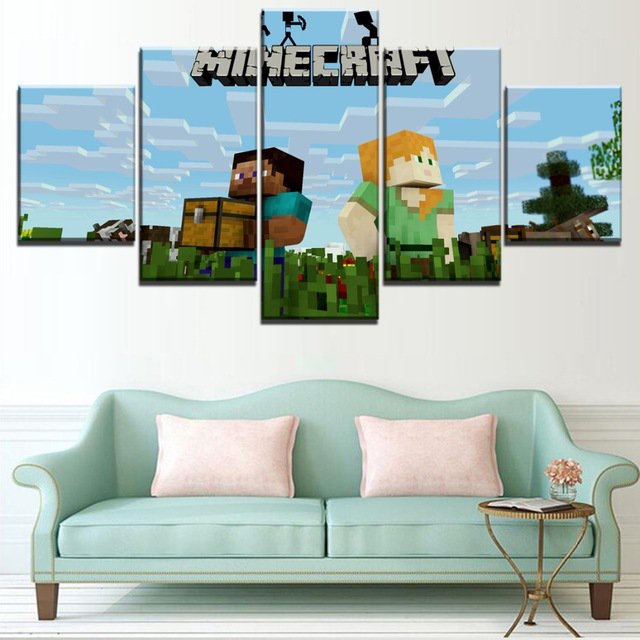 Minecraft 5 Piece Wall Art Canvas Prints (40x60cm,40x80cm,40x100cm) (no frame)
