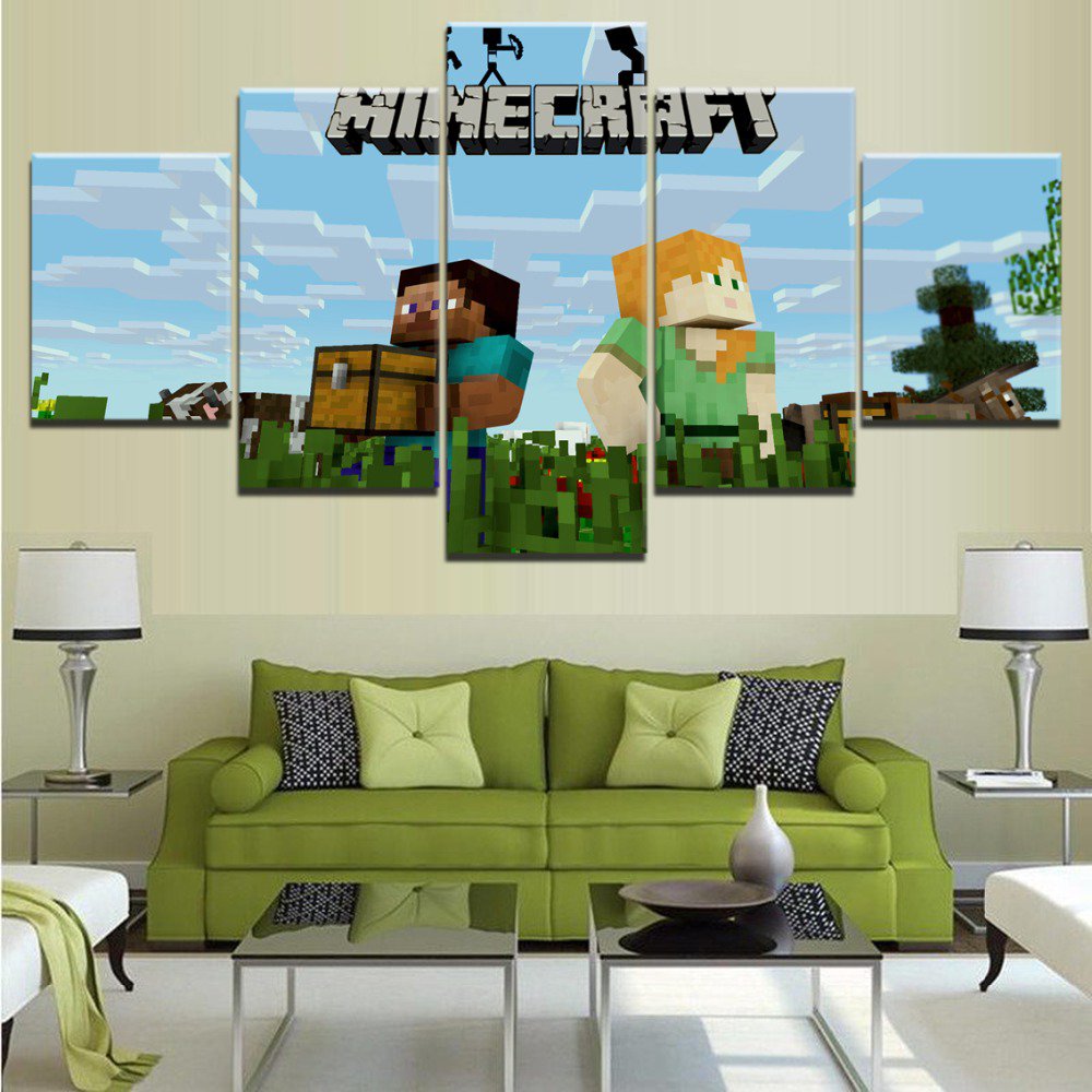 Minecraft 5 Piece Wall Art Canvas Prints (20x30cmx2,20x40cmx2,20x50cmx1 ...