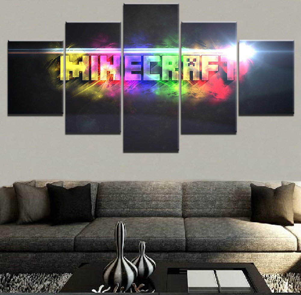 Minecraft 5 Piece Wall Art Canvas Prints (20x30cmx2,20x40cmx2,20x50cmx1) (no frame)