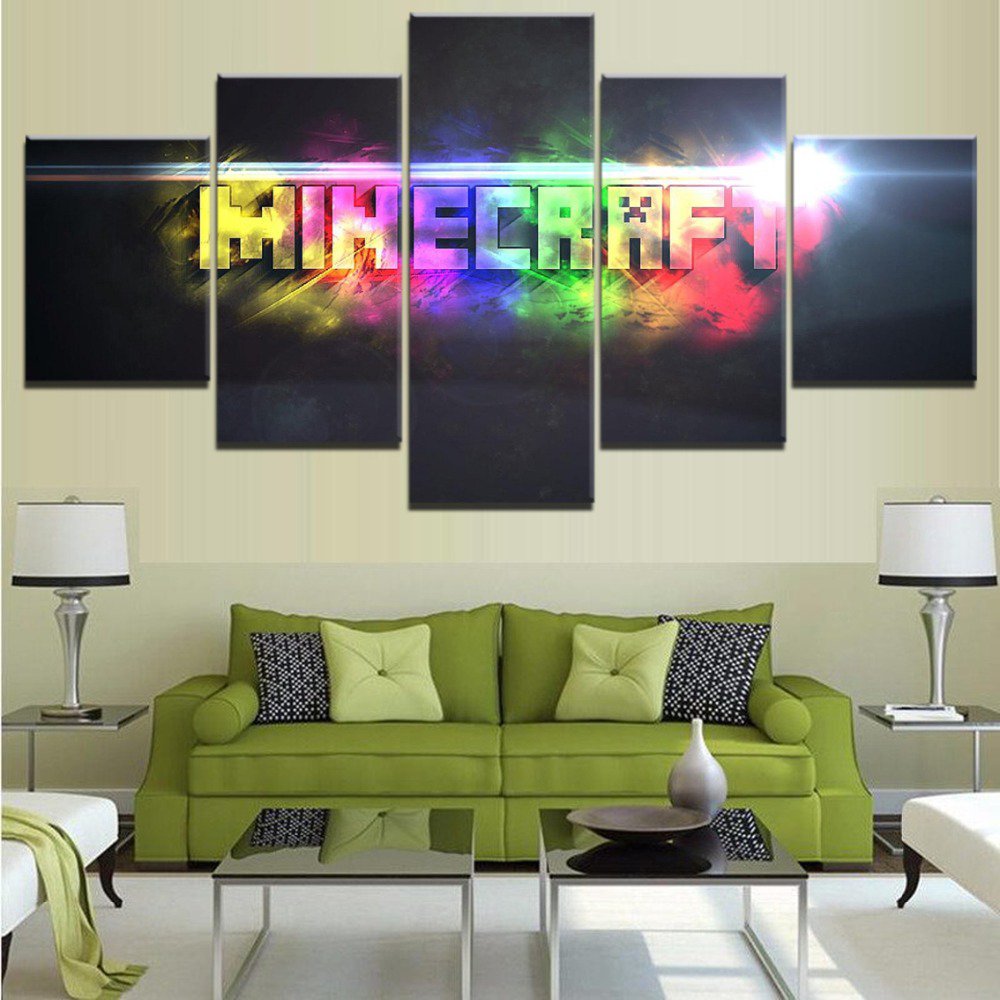 Minecraft 5 Piece Wall Art Canvas Prints (10x15cm,  10x20cm, 10x25cm) WITH FRAME