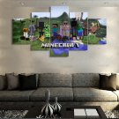 Minecraft 5 Piece Wall Art Canvas Prints (20x35cmx2,20x45cmx2,20x55cmx1) WITH FRAME