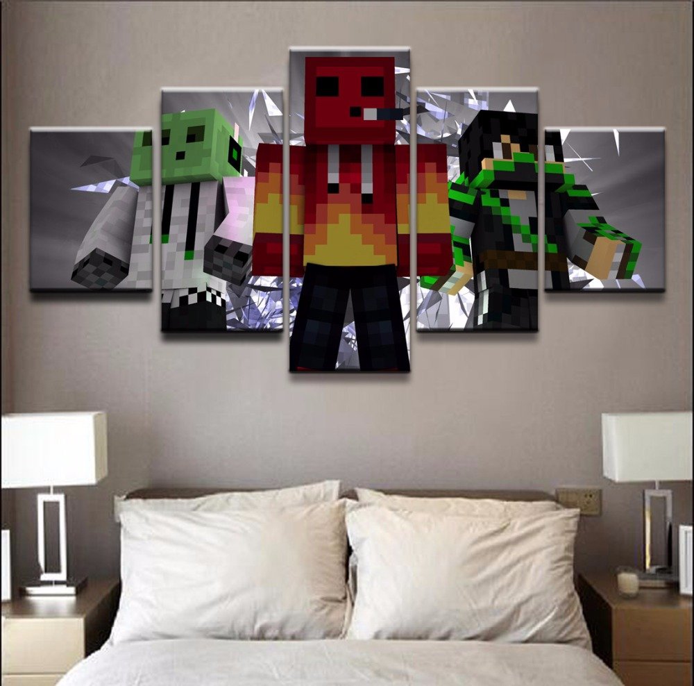 Minecraft 5 Piece Wall Art Canvas Prints 20x35cm,20x45cm,20x55cm (no frame)