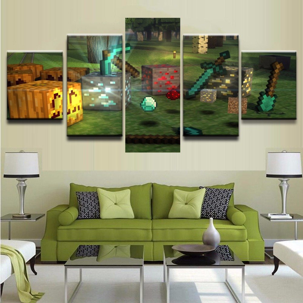 Minecraft 5 Piece Wall Art Canvas Prints (30x40cm,30x60cm,30x80cm) (no frame)
