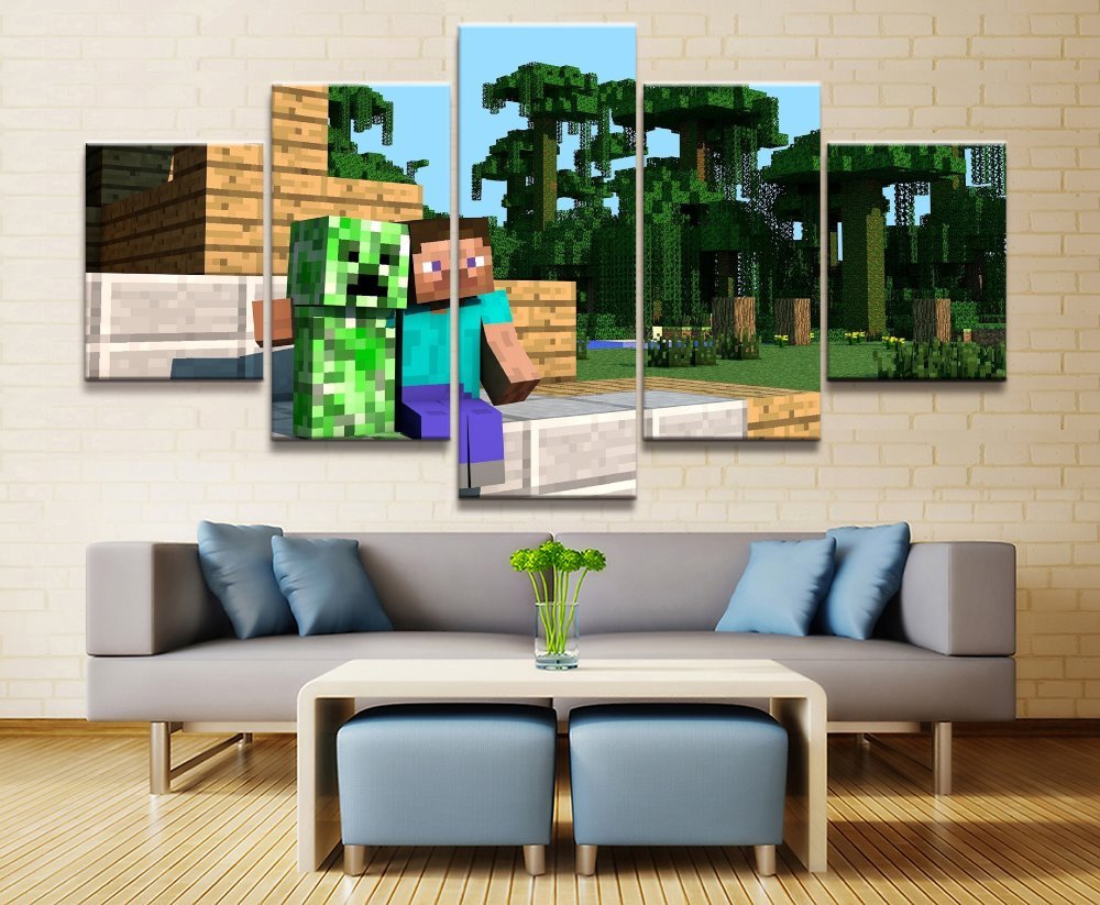 Minecraft 5 Piece Wall Art Canvas Prints 20x35cm,20x45cm,20x55cm (no frame)