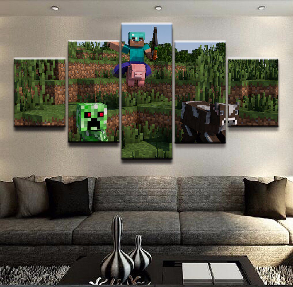 Minecraft 5 Piece Wall Art Canvas Prints (30x40cm,30x60cm,30x80cm) (no frame)