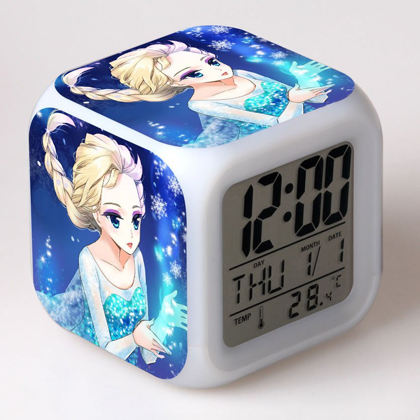 Anna and Elsa Frozen Disney 11 LED Alarm Clock for Gift