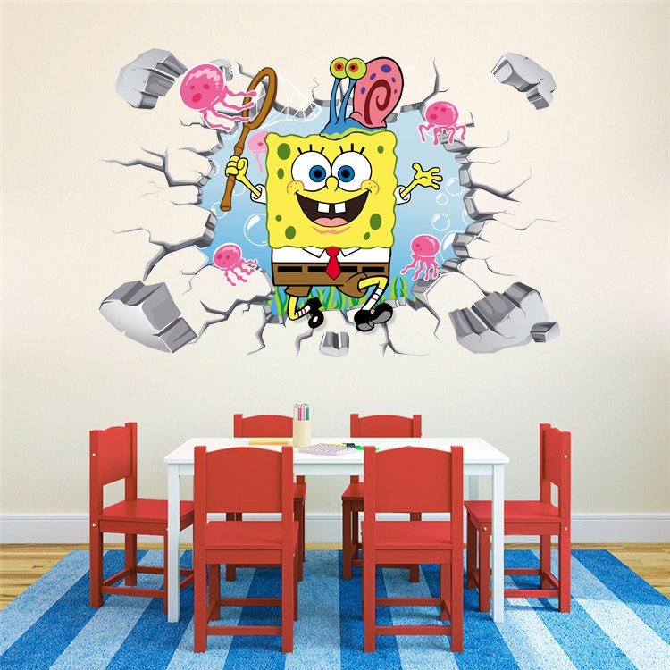 Spongebob 01 3D Wall Sticker Wall Decals for Decorative Mural Kids Room