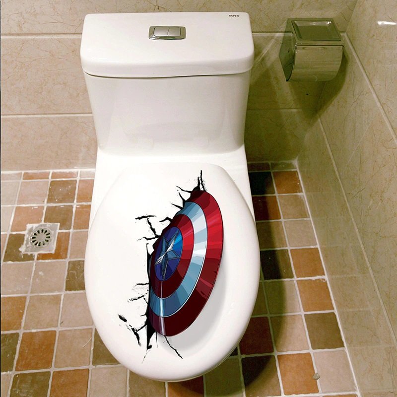 Captain America #01 Wall Sticker for Toilet Decor PVC Mural Posters