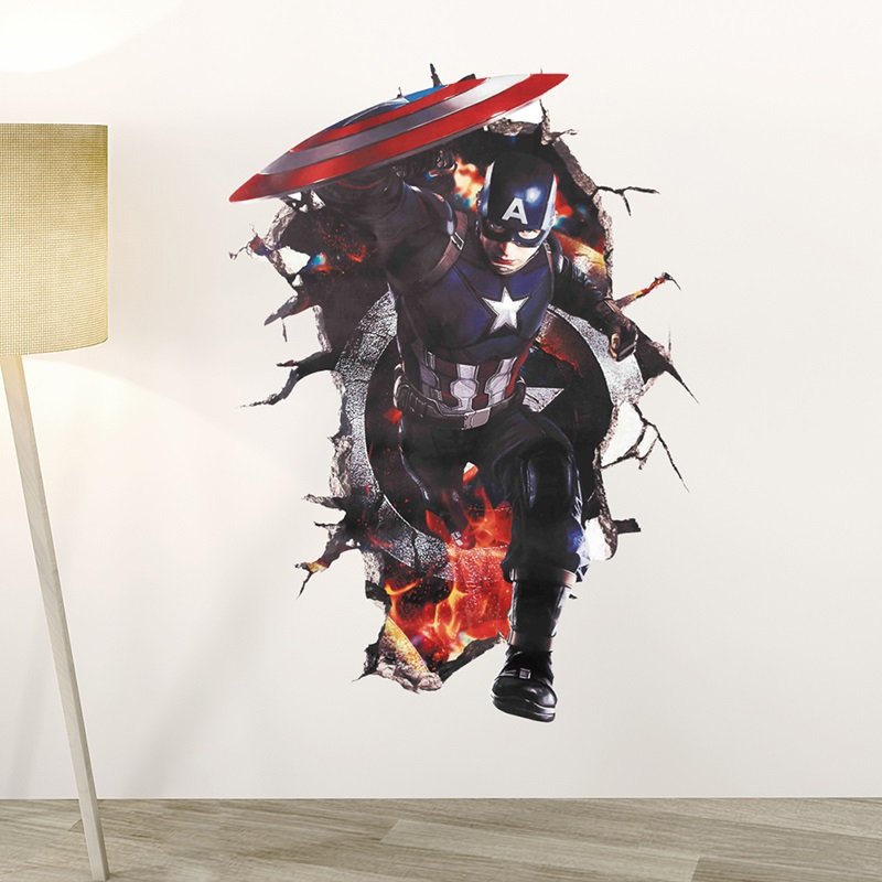 Captain america #02 Wall Sticker Wall Decals for Decorative Kids Room 50*70cm