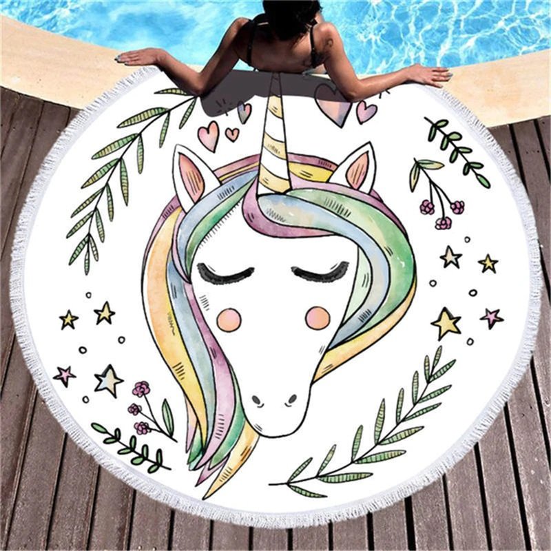 Unicorn cartoon series #08 Beach Towel Mat Travel Mat Home Decor Mat