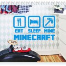 New Minecraft #10 Big Size blue color Wall Sticker Wall Decals for Decorative Kids Room