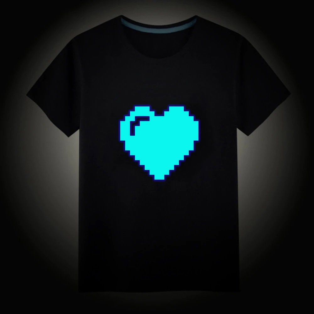 Minecraft #02 Fluorescent Short Sleeves Cotton Shirts Glow in the dark