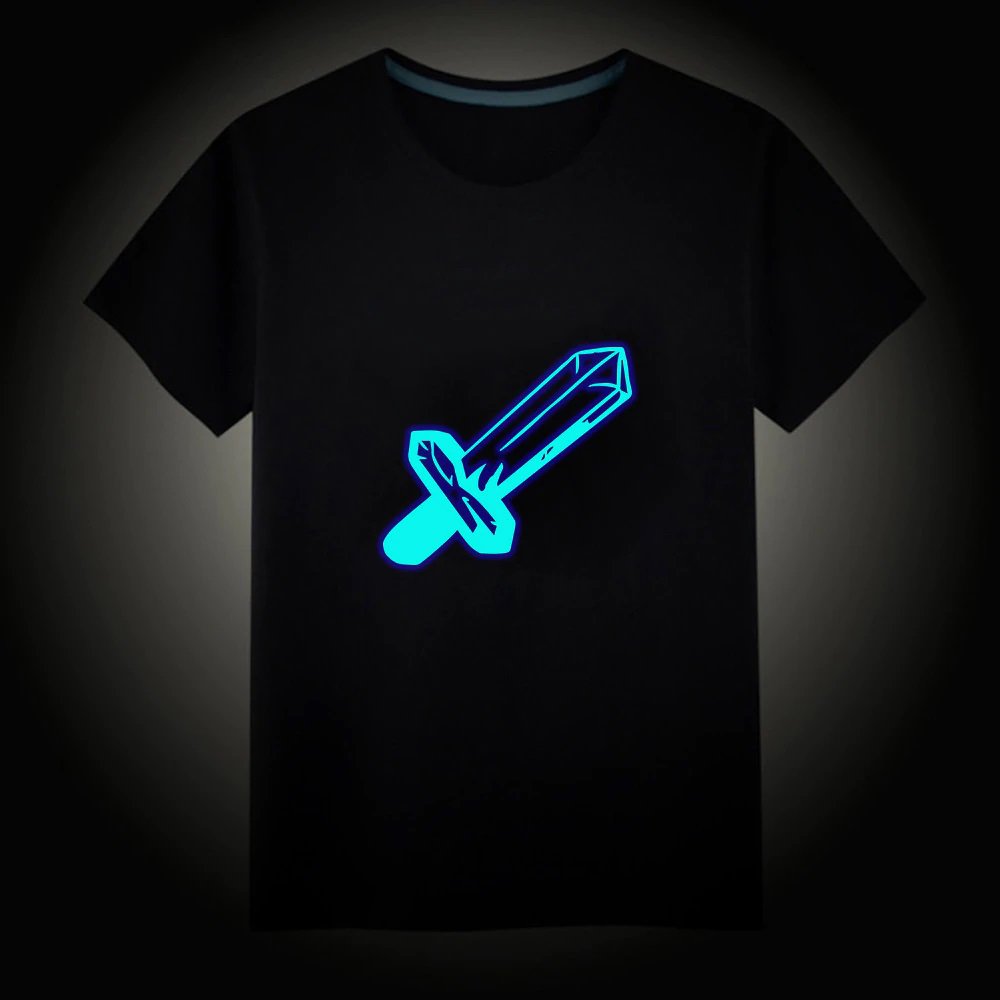 Minecraft #05 Fluorescent Short Sleeves Cotton Shirts Glow in the dark