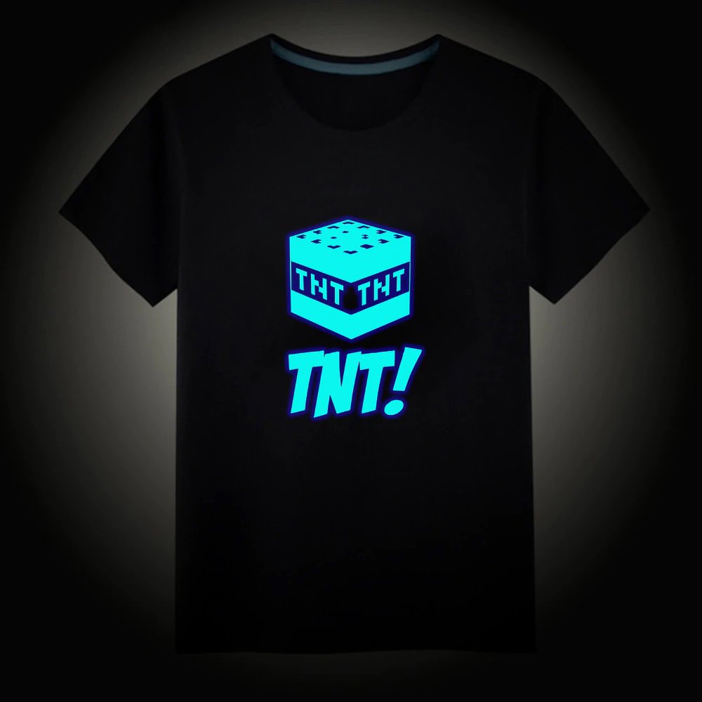 Minecraft #10 Fluorescent Short Sleeves Cotton Shirts Glow in the dark