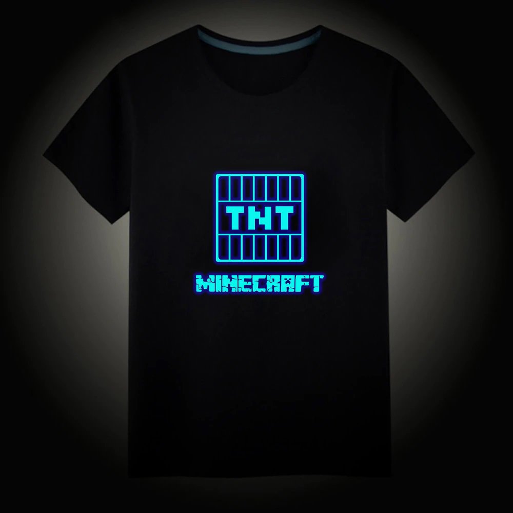 Minecraft #13 Fluorescent Short Sleeves Cotton Shirts Glow in the dark