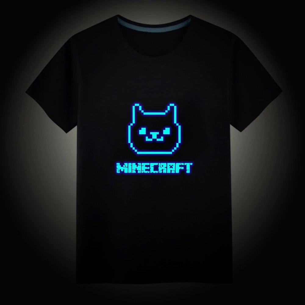 Minecraft #12 Fluorescent Short Sleeves Cotton Shirts Glow in the dark