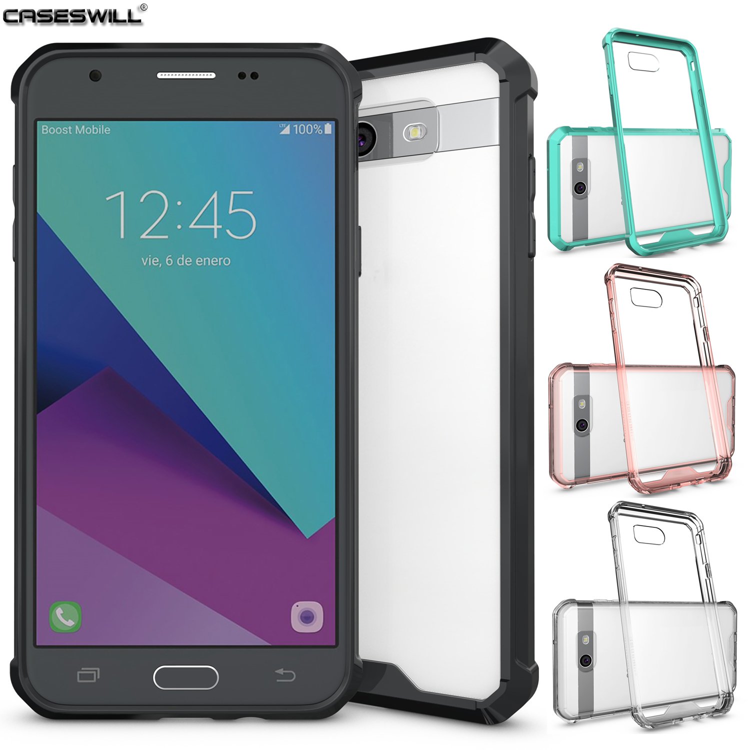 New Samsung Galaxy J7 Perx Case Tpu Bumper Hard Backplate