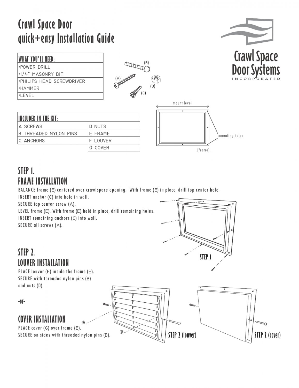 Crawl Space Access Door With Louvers 24 X36