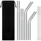 Set of 8 Stainless Steel Straws Metal Drinking Straw with Cleaning Brush For 20/30oz Yeti Mugs
