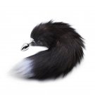 Enchanting Naughty Black Fox Tail Soft Artificial Wool Metal Anal Sex Toys for Couple Flirting