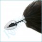 Enchanting Naughty Black Fox Tail Soft Artificial Wool Metal Anal Sex Toys for Couple Flirting