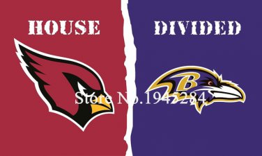 Arizona Cardinals Baltimore Ravens House Divided Flag 3x5ft 150x90cm
