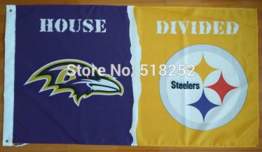 Baltimore Ravens Pittsburgh Steelers House Divided Flag 3x5 FT 150X90CM