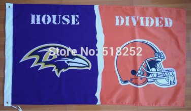 Baltimore Ravens Cleveland Browns House Divided Flag 3x5 FT 150X90CM