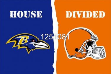 Baltimore Ravens Cleveland Browns House Divided Flag 3ft x 5ft Polyester