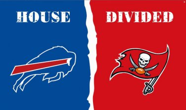 Buffalo Bills vs Tampa Buccaners house divided flag 3ftx5ft Banner 100D